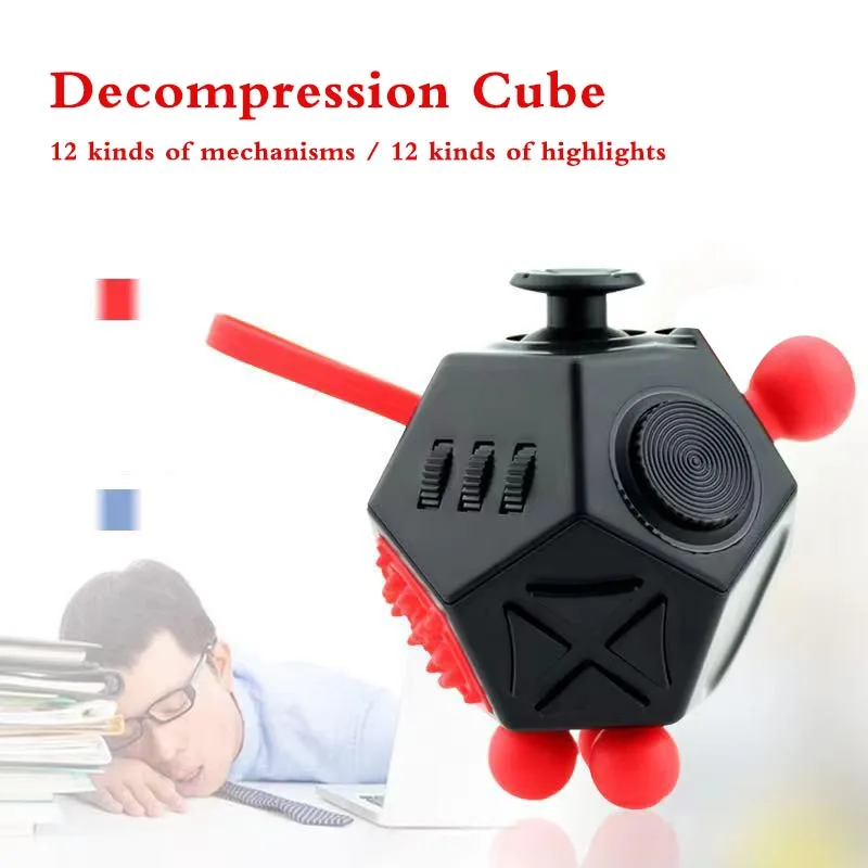 Cube Stress Reliever Toys Dice Anti-irritability Relieve Anxiety 12-sided Fidget Toys Crystal Decompression Fingertip Desk Toy