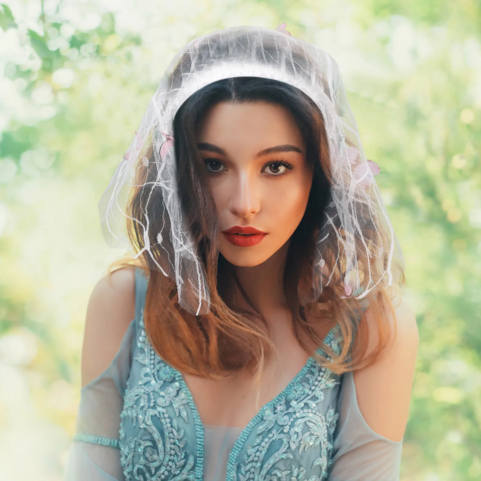 

Bridal Butterfly Veil Lightweight Mesh Headpiece Elegant Outdoor Wedding Veil Breathable Bride Veils for Wedding Photoshoots