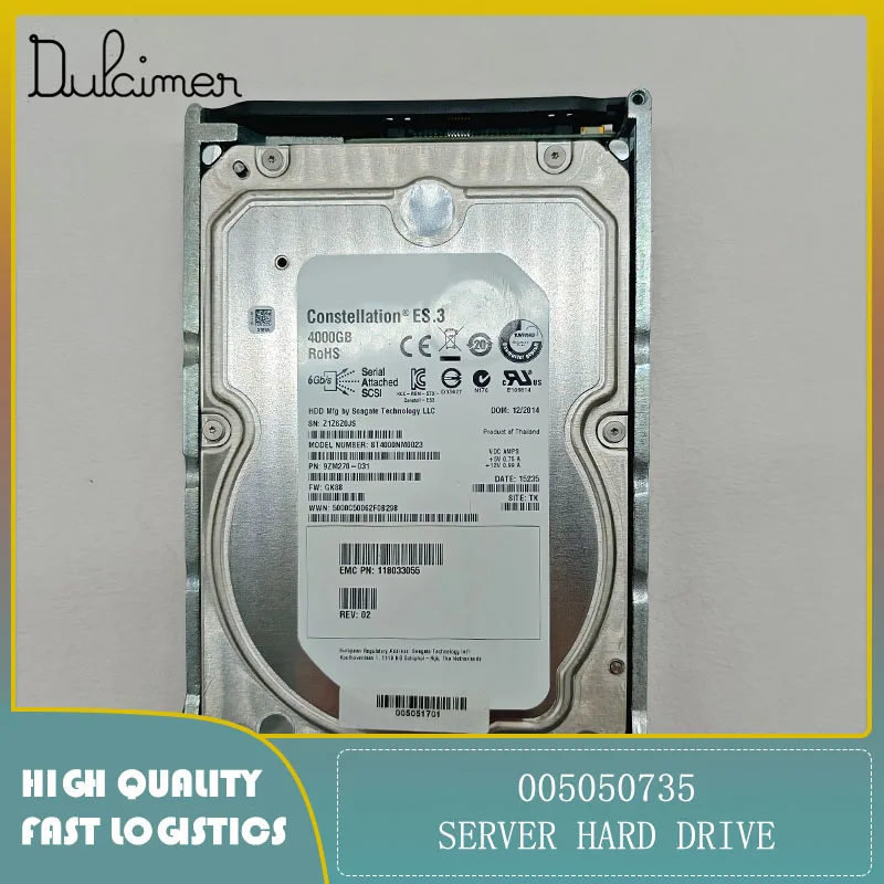 

Server hard drive 005050735 ST4000NM0023 4TB 7.2K SAS Original Second-hand