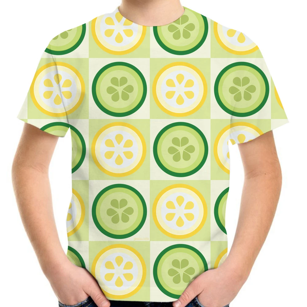 Summer 4-20Y Children Teen Fashion 3D T-Shirt Vegetable Cucumber Print Boy Girl Green T Shirt Kids Baby Casual Tshirt Tops Tees