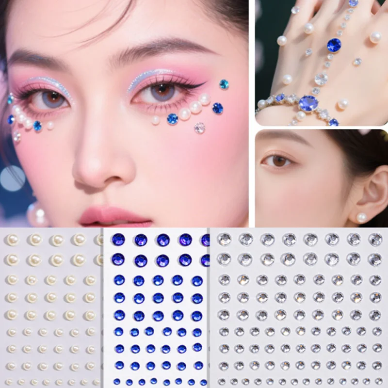 

Наклейка с бриллиантами для бровей, глаз, лица, сделай сам, клейкие акриловые жемчужные наклейки для лица, красивые косметические украшения, наклейки для ногтей, рук, ушей