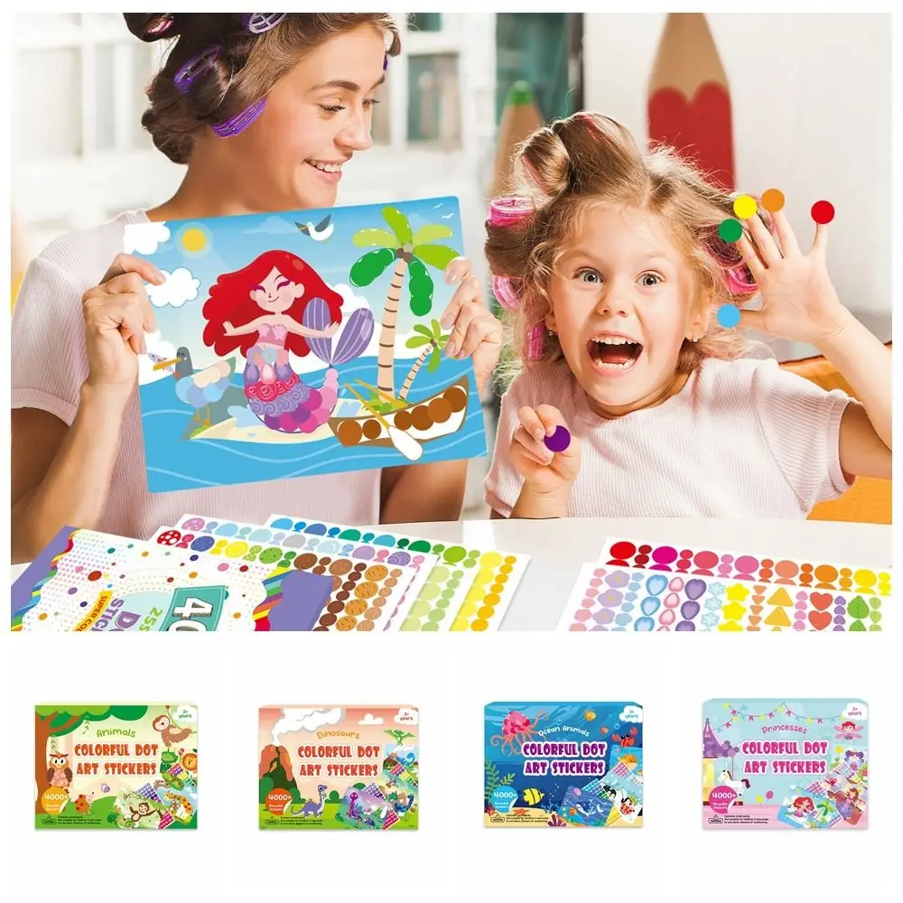 紙子供ドットカラフルなブックパズルモンテッソーリアートステッカーコレクションブック漫画動物描画モザイク DIY カラードットおもちゃ