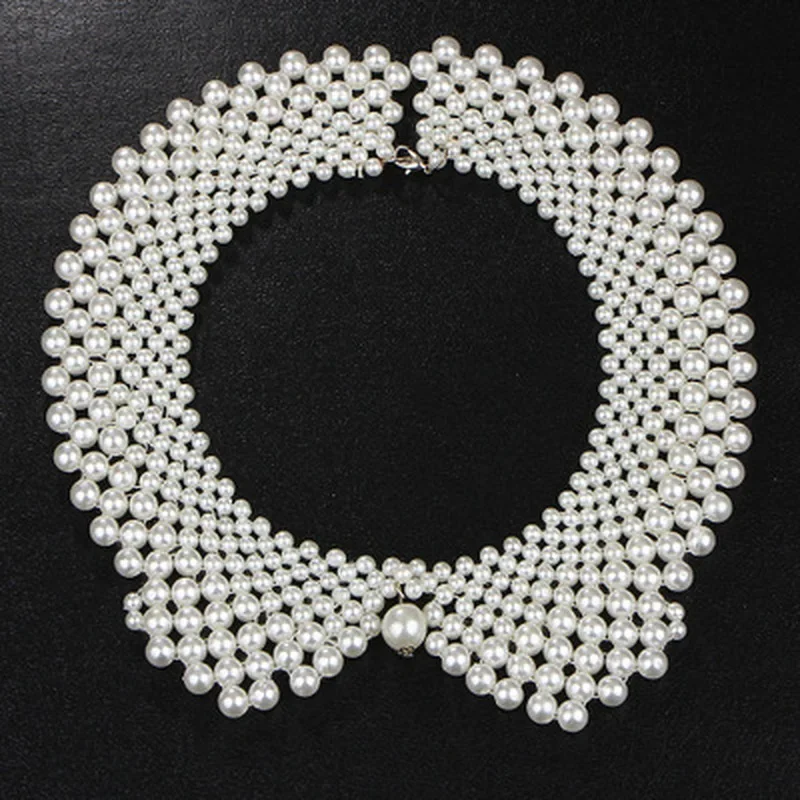 Pearl Fake Collar Stand Beads Detachable Women for Party Bride Dress Decorate False Collar Apparel Accessories