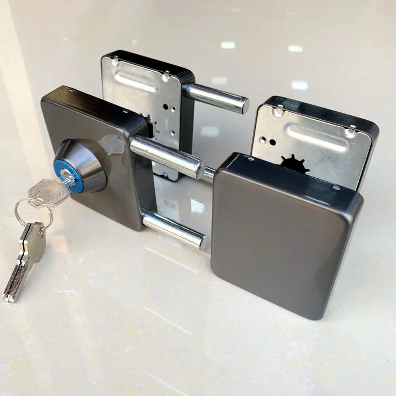 

1 комплект, двойной открытый замок для раздвижной двери, стеклянный дверной замок из нержавеющей стали с ключами, набор замков, офисные стеклянные ворота, защитное оборудование