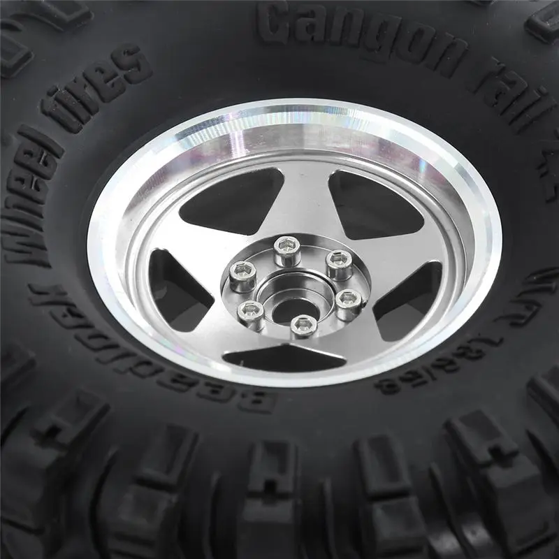 BEDW-4Pc 136Mm Metal 2.2In Beadlock Wheel Rim Tire 1/8 1/10 RC Crawler Car Axial SCX10 Wraith RR10 Capra For Traxxas TRX4