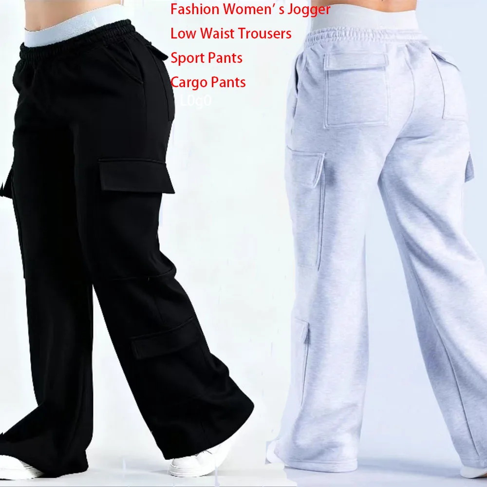

Женские прямые брюки для бега Defy, модные спортивные брюки, брюки-карго с несколькими карманами, женские свободные широкие брюки с низкой талией