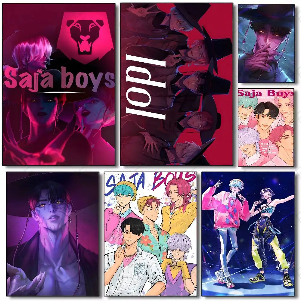 Saja Boys-S K-Pop Demon Hunters-H Anime Movie Poster Art with prints Home bedroom living room decoration gift