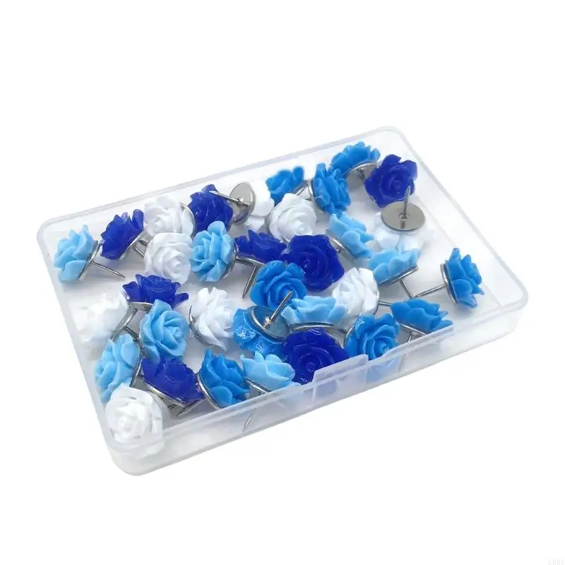 E8BE 30pcs Pins empuje flores, decorativa flores decorativas pushpins finos pulgar