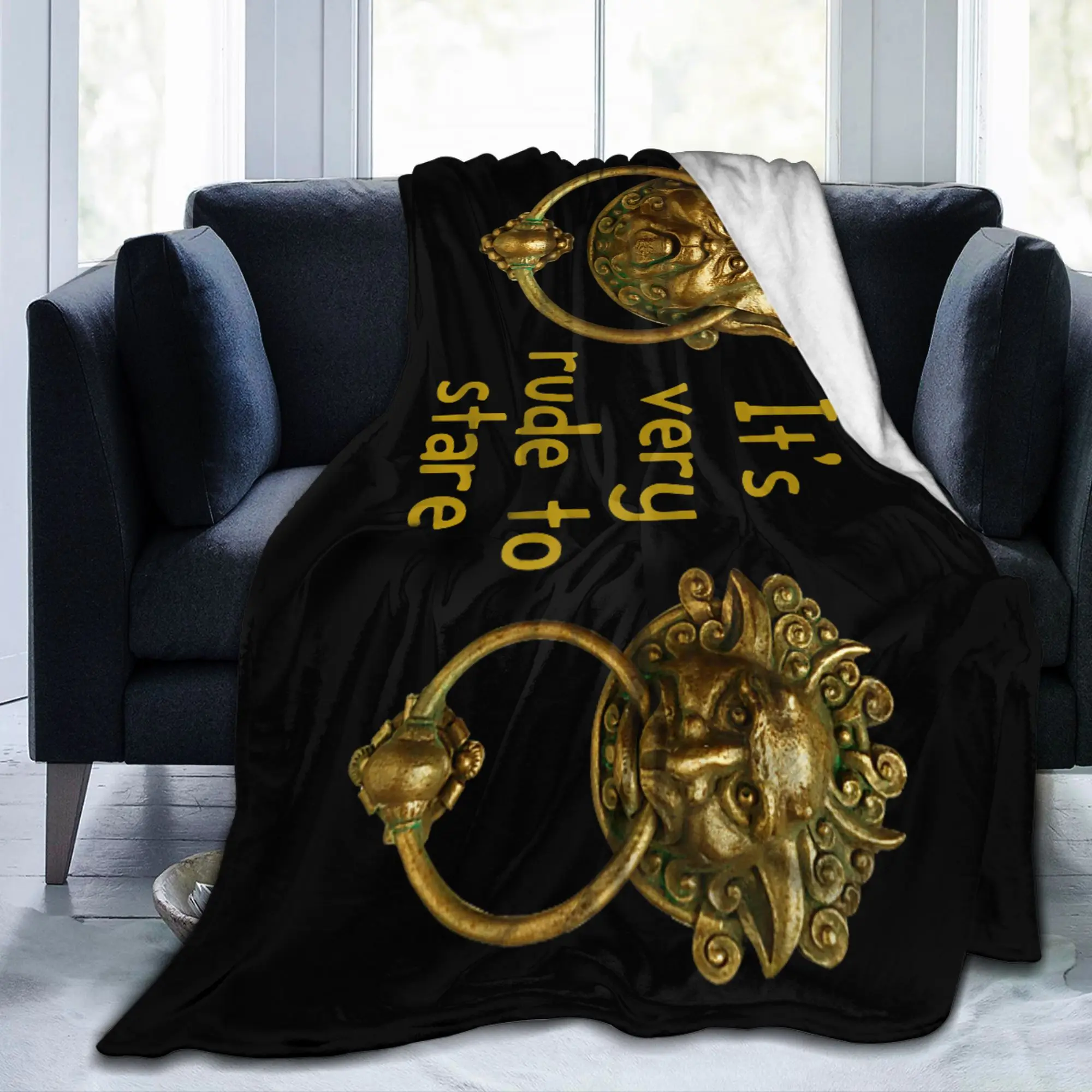 Labyrinths Rude Stare Door Knockers Wool Blankets Movie Creative Bedding Throw Blanket for Bedspread Soft Lounge Portable