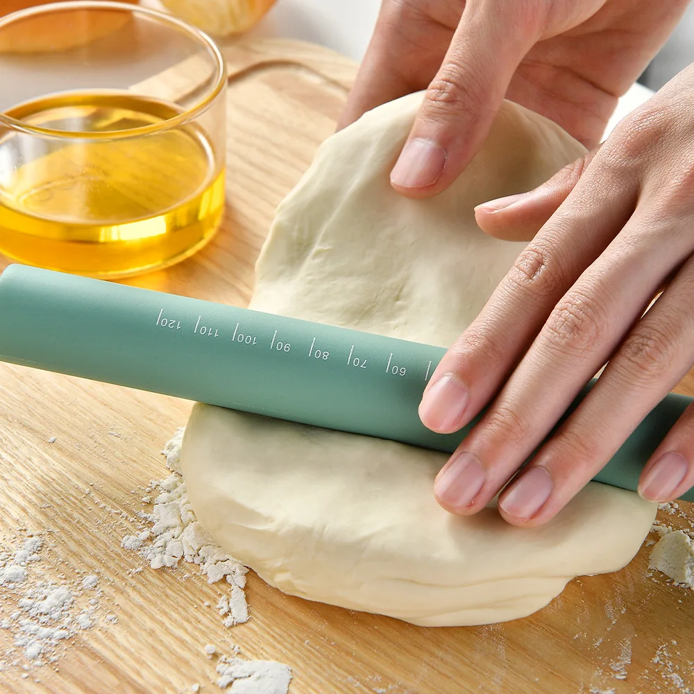 26cm Silicone Rolling Pin Stainless Steel Pastry Dough Flour Roller Kitchen Cooking Baking Tool For Pasta Cookie Dough