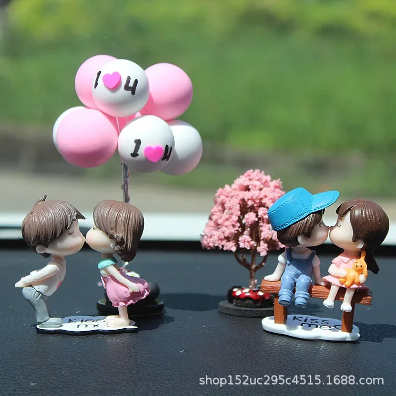 Car Decoration Cartoon Cute Couples Action Figure Figurines Balloon Ornament Auto Interior Dashboard Accessories for Girls Gifts