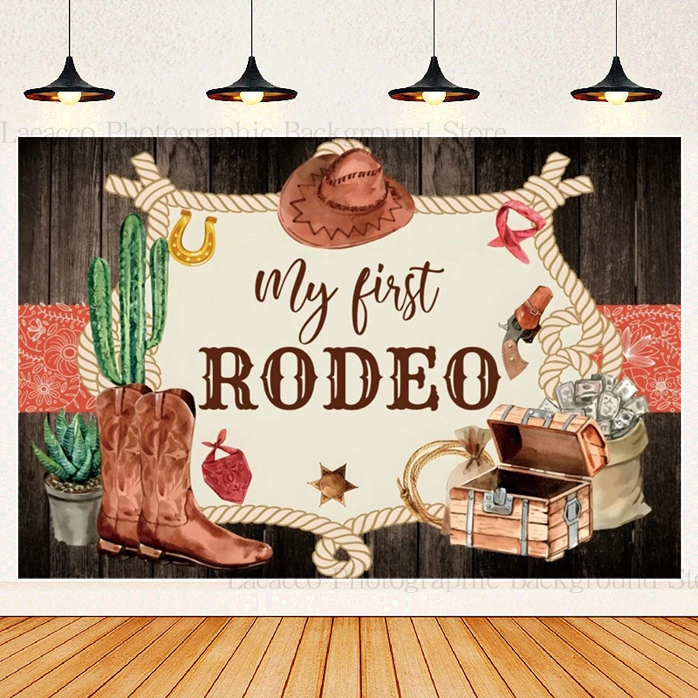 My First Cowboy Rodeo Newborn 1st Birthday Background Western Cowboy Party Children Portrait Photography Backdrop Studio Shoot