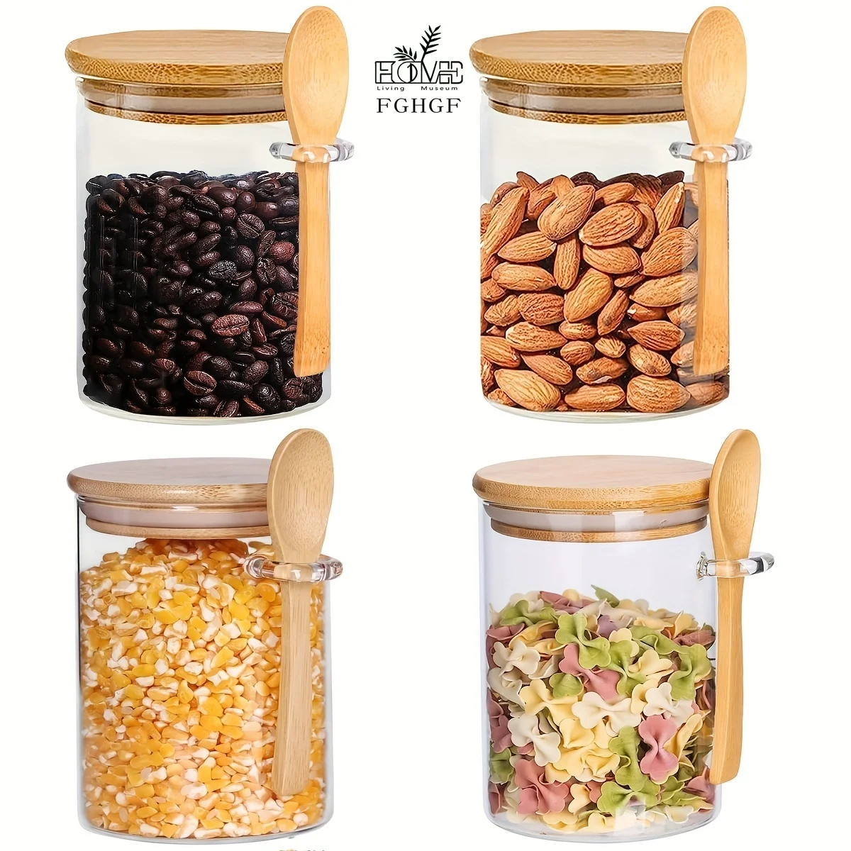 

2 pieces 18oz Airtight Glass Jars With Lids And Spoons, Candy Jars With Lids, Clear Spice Jars, Small Food Storage Containers