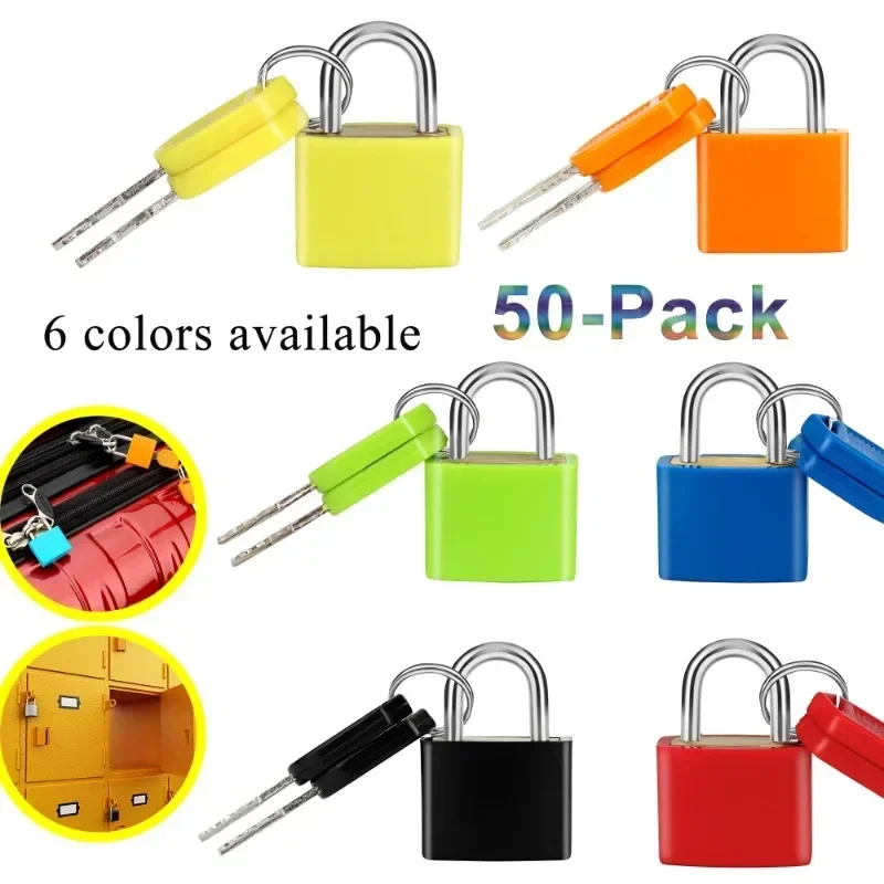 50Pcs Suitcase Locks 33mm with Copper Keys Protect Your Belongings with Padlock Multicolor for Suitcases Backpacks Boxes Cabinet