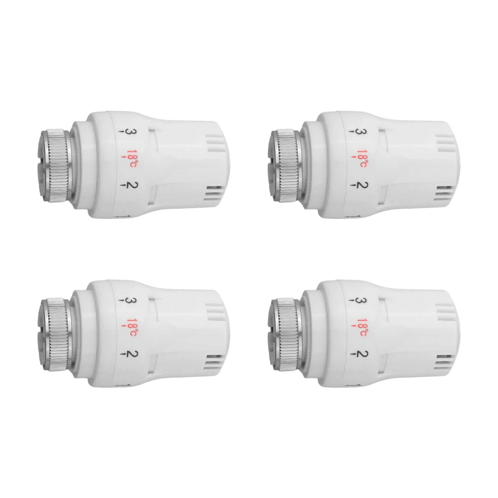 For M30x1.5 Thermostatic Head Radiator Valve 4 Pack White Alloy Plastic Heating Temperature Control Regulator For Home System