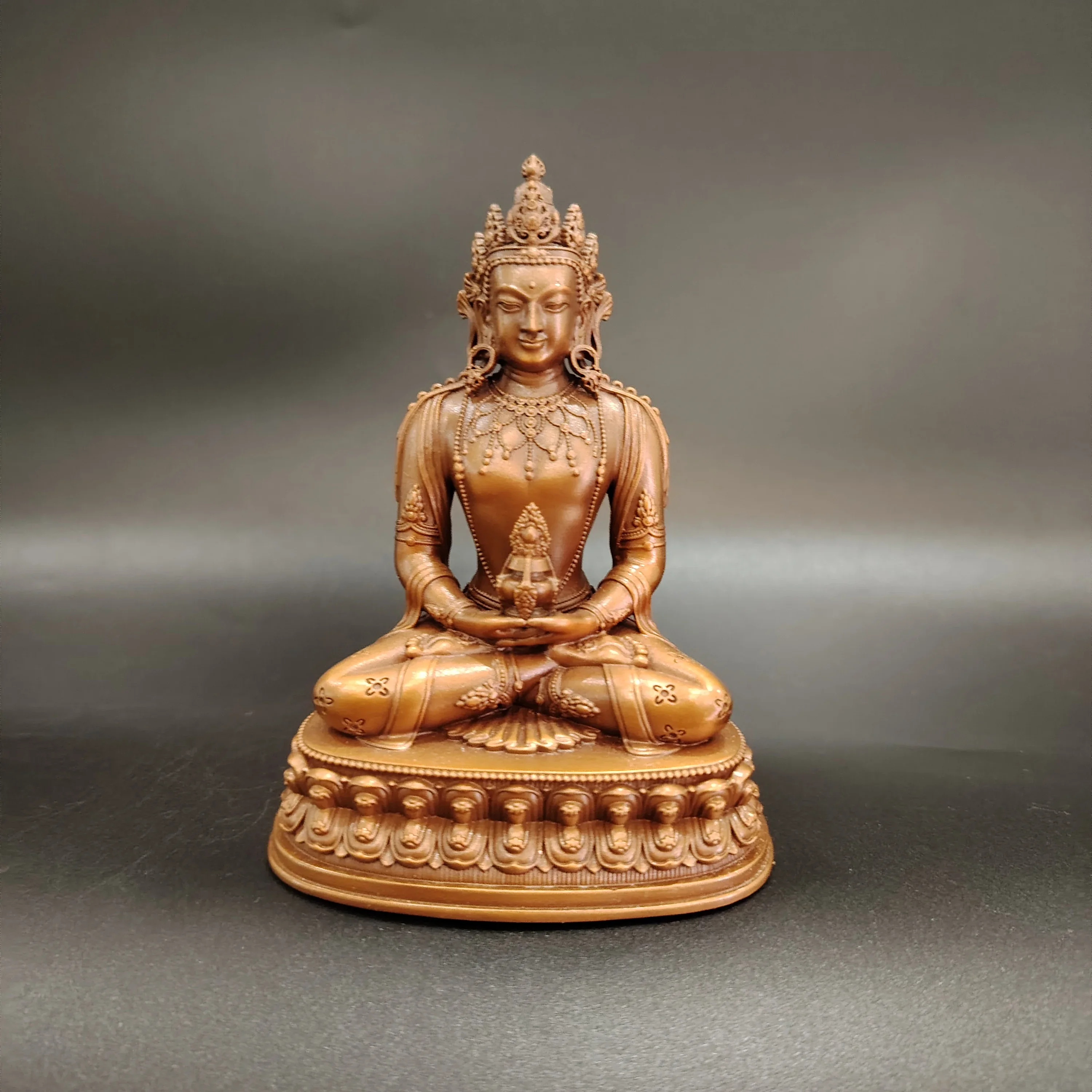 All-copper longevity Buddha statue, red copper Tibet portable home use, offering Tibetan tantra, Nepalese craftsmanship can be h