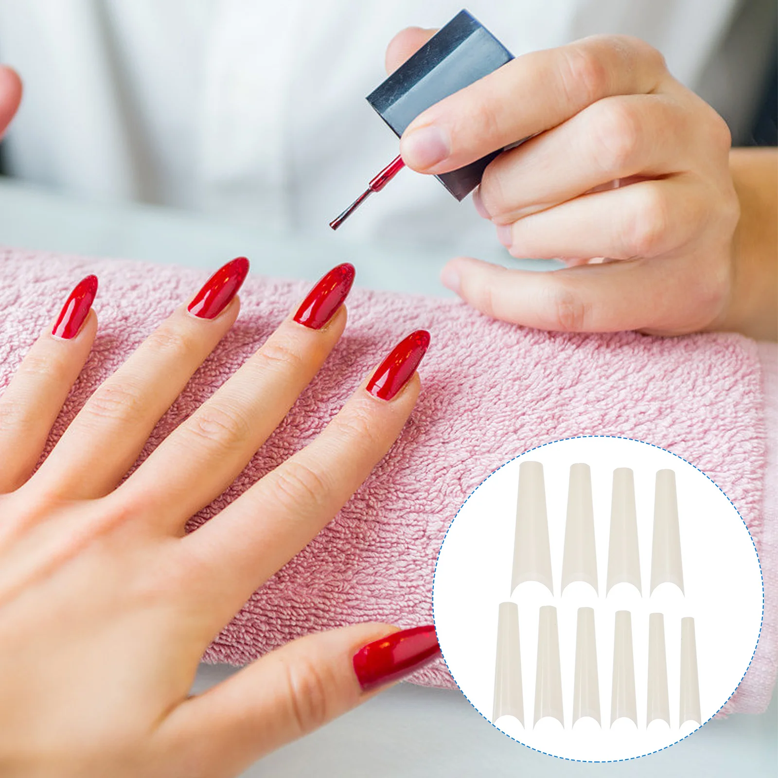 

500Pcs Natural Long False Nails ABS Artificial Fingernails French Style Tips for Nail Art Party Wedding DIY Decor