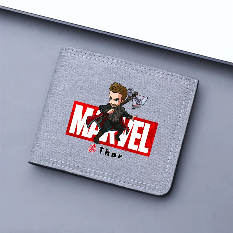 Iron Man Short Wallet Spiders Man Coin Purse Hulk Captain America Boy Wallet Foldable Money Purses Anime Kids Id Card Holder