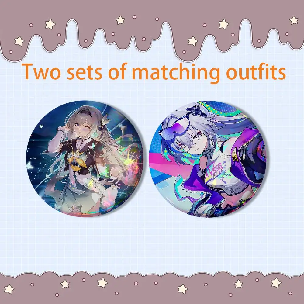 Firefly Silver Wolf  Honkai Star Rail 2 piece set Pins Creativity Printed Pictures Text Metal Lapel Badges Brooches Jewelry Gift view 4
