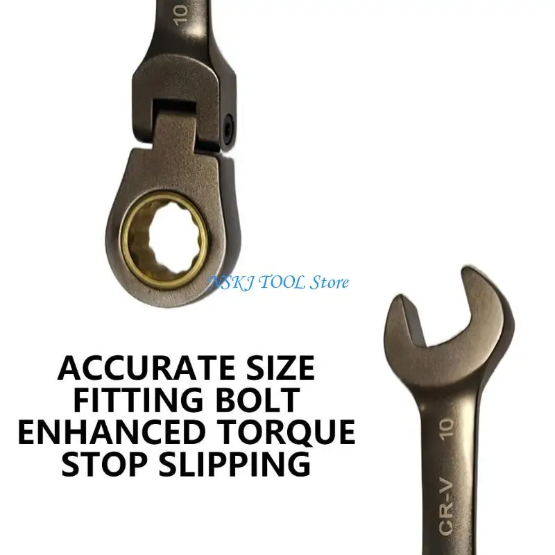 

L8RC Ratchet Wrench Flexible Head Double Joint Long Metric Ratcheting Wrench 8-19mm Open End Wrench for Maintenance