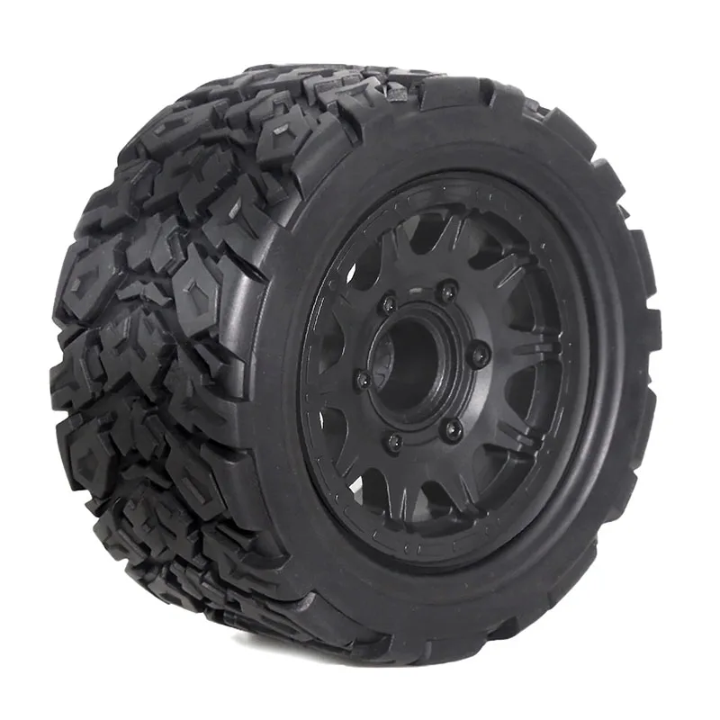 4pcs 110mm 1/10 Monster Stunt Truck Tire 12mm and 14mm Hex for Traxxas MAXX ARRMA Granite KRATON Outcast Tamiya Losi Redcat RC