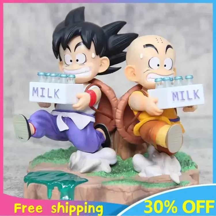 

14cm New Dragon Ball Anime Figure Krillin Son Goku Milk Delivery Model Statue Anime Periphery Collection Ornament PVC Gifts Toys