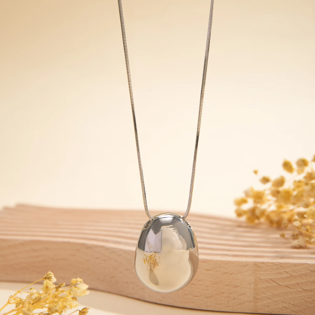 PuRui Simple Thin Snake Chain With Geometric Pendant Long Necklace for Women Charm Chokers On The Neck Jewelry Collar Party Gift