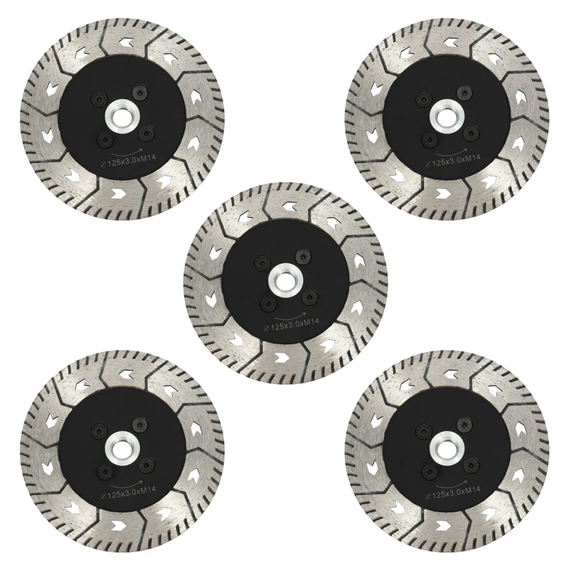 

5Pcs 125 X 2.8Mm M14 Double-Sided Diamond Saw Blade Grinding Slice Sharp Type With Flange