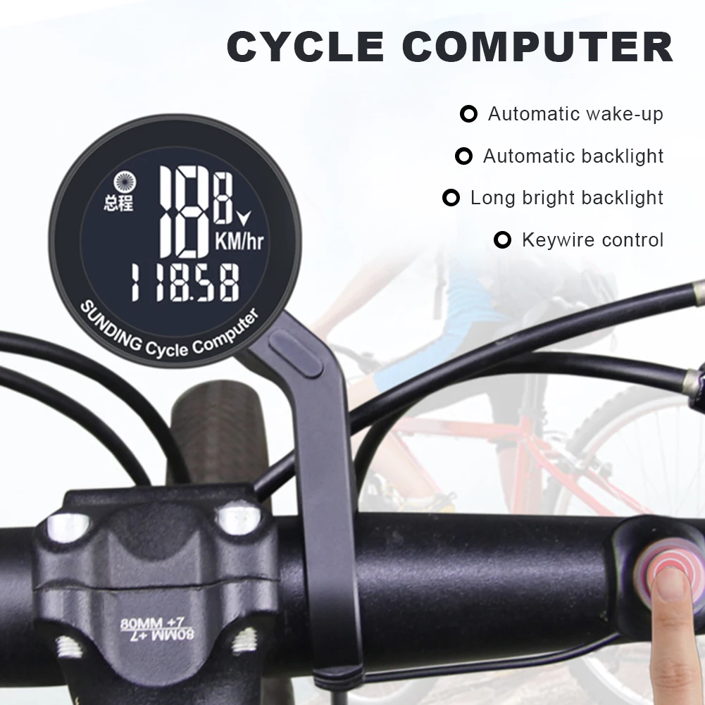 Bicycle Computer Waterproof Speedometer Multi Function Automatic Wake-up with Backlight for Outdoor MTB Road Cycling and Fitness