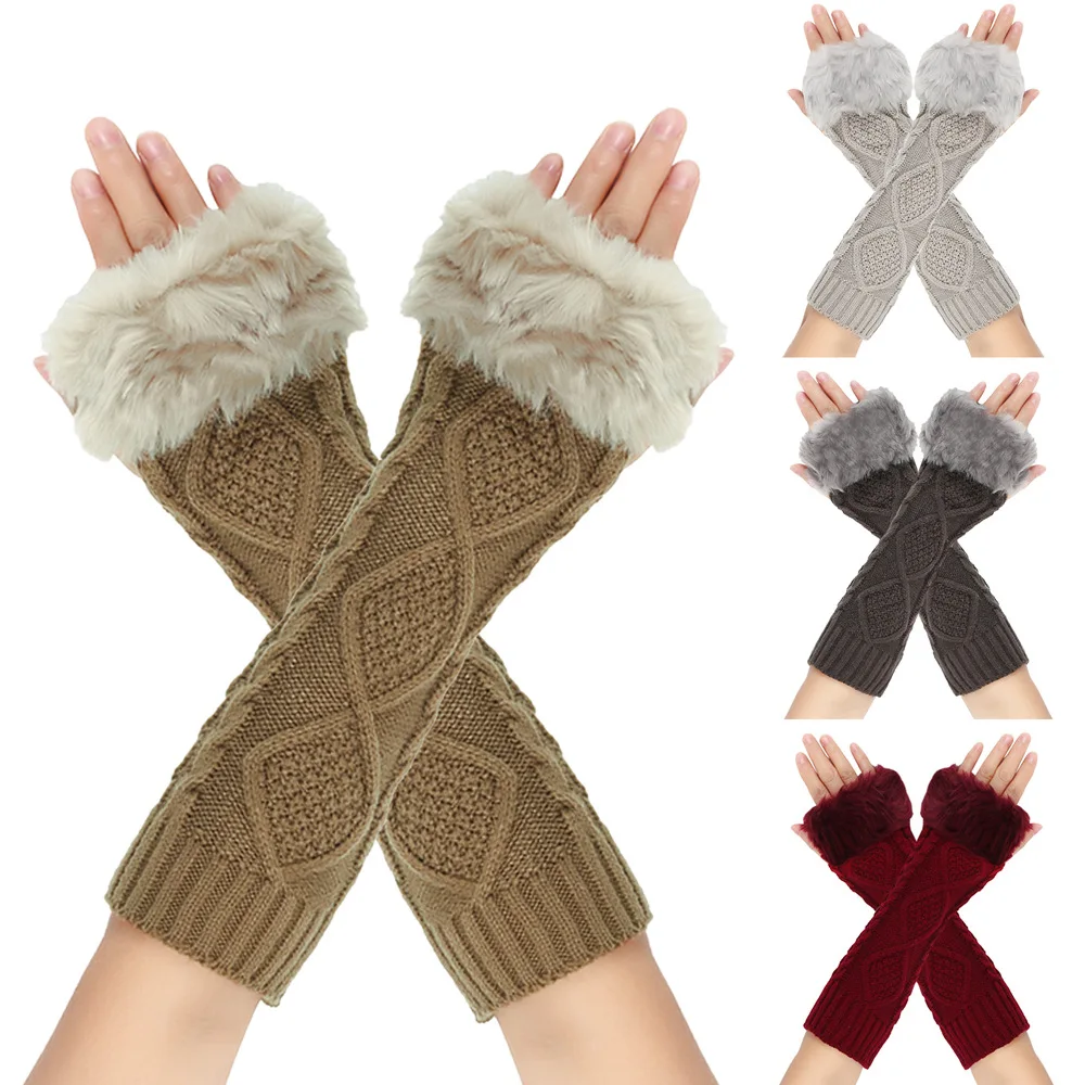 Autumn Winter Half Finger Gloves for Women's Soft Winter Warmth Plush Knitted Gloves Help You Effectively Keep Out The Cold