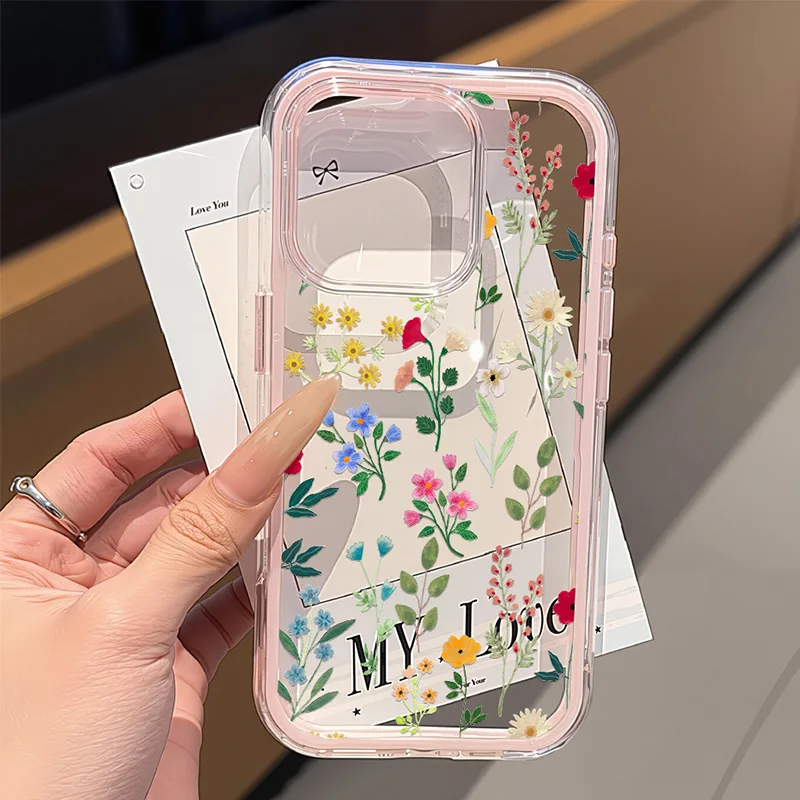 

Flowers Silicone Phone Case For iPhone 11 16 13 14 17 12 15 Pro Max 17 Air Shockproof Bumper Transparent Soft Protective Cover