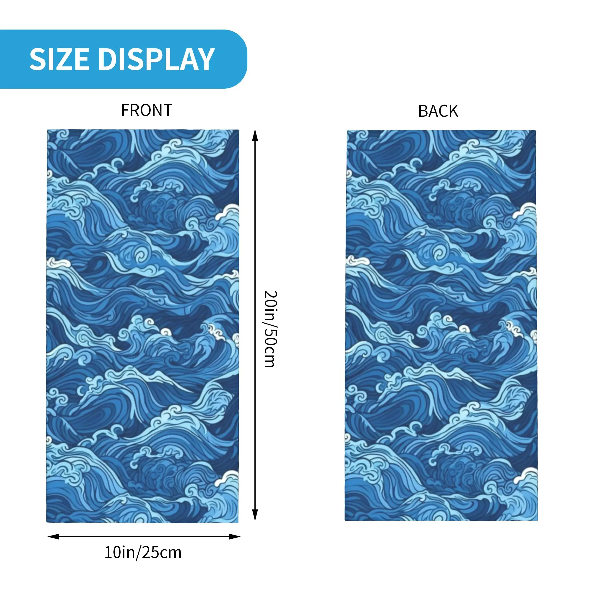 Blue (21) Bandana  Cover Club Sea Wave  Wrap Scarf  Hiking  Unisex Breathable Neckerchief