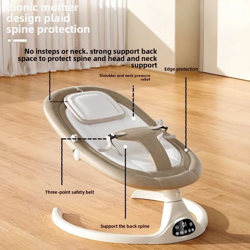 كرسي أرجوحة هزاز للأطفال كهربائي لحديثي الولادة ومقعد مهدئ مع سلة نوم موسيقية