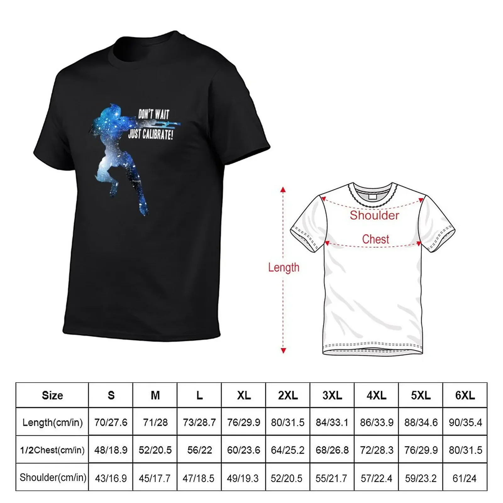 Mass Effect Silhouettes, Garrus - Don't Wait, Just Calibrate! T-Shirt Tee shirt plain t-shirt Men's cotton t-shirt