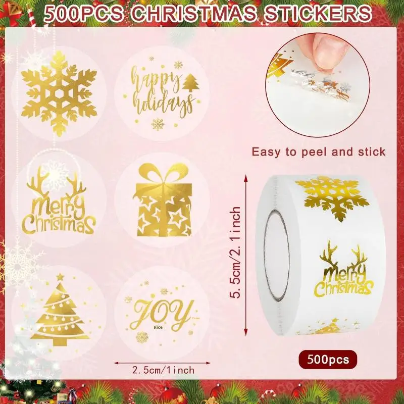 

500 шт., вечерние рождественские подарочные упаковочные этикетки, скрапбук, милые канцелярские наклейки, круглые прозрачные рождественские наклейки со снеговиком