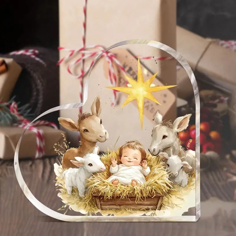 زخرفة قلب المهد ثنائية الأبعاد - هدية دينية على شكل نجمة ذهبية لديكور عيد الفصح وعيد الميلاد