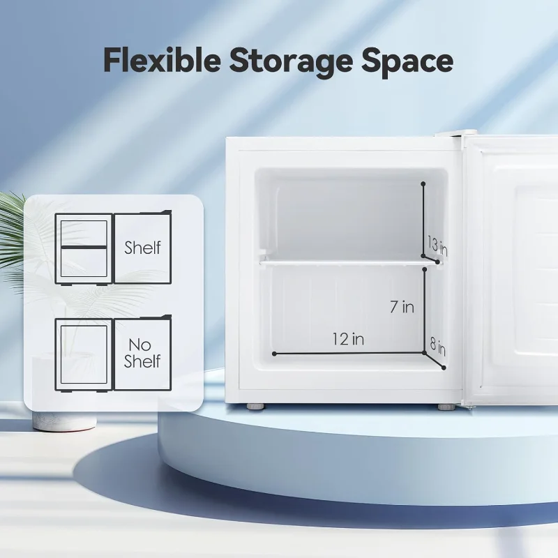 فريزر مستقيم صغير 1.1 قدم مكعب، فريزر صغير مدمج مع أرفف قابلة للإزالة، ترموستات قابل للتعديل، مفصل باب قابل للعكس