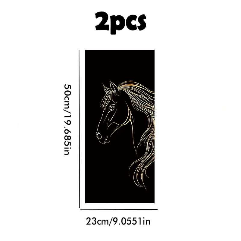 2 pieces of car B-pillar stickers Golden Horse Head Line Drawing Vinyl protective film