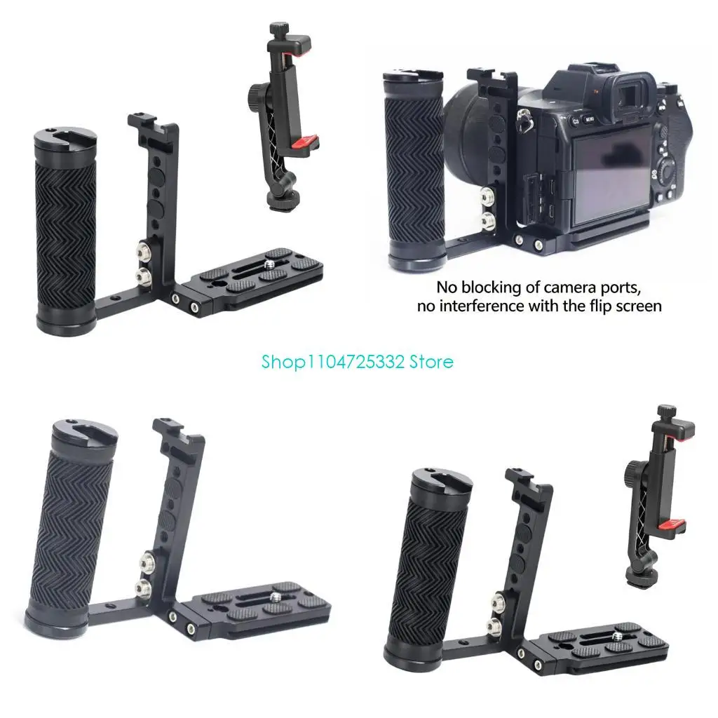 

P5EA Double Handle Camera Cage With Hot Shoe Mount For Photo Video Mount QR Plate