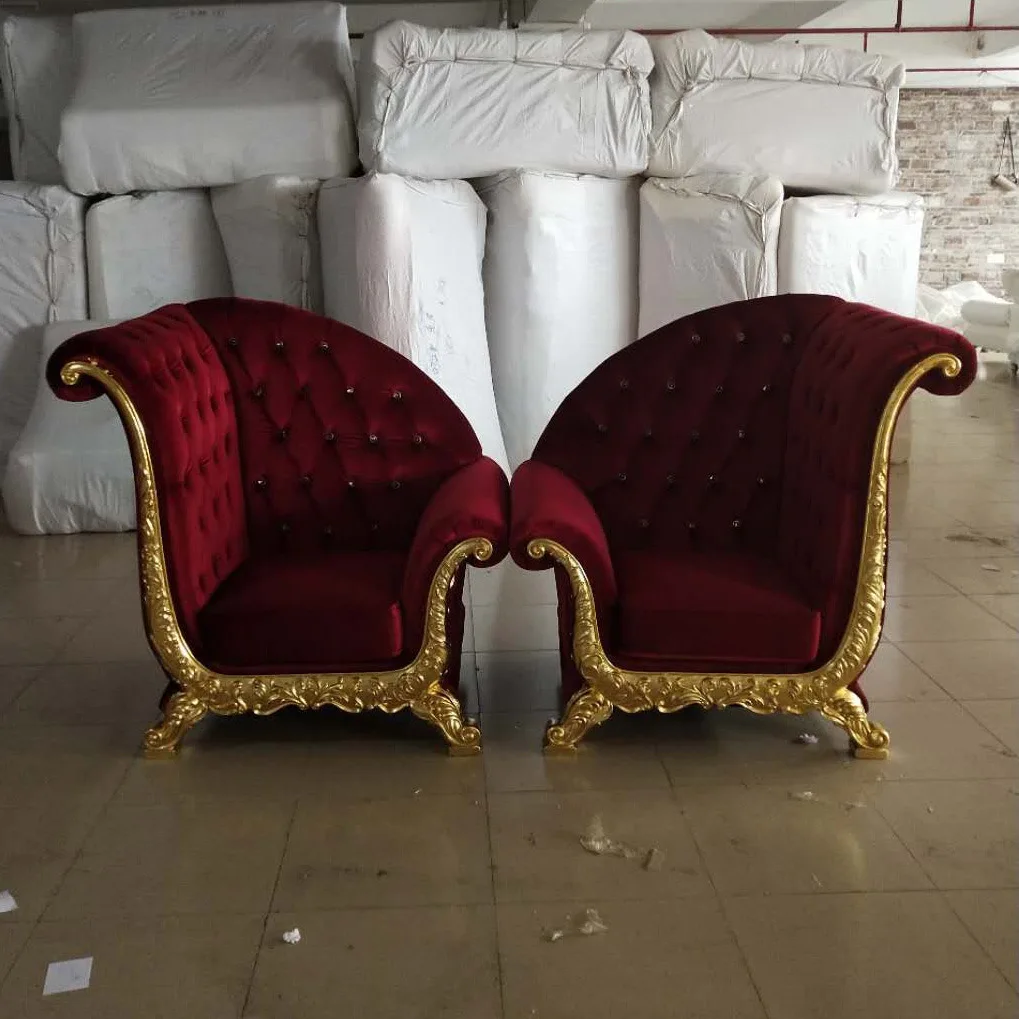 

European-style Fabric Sofa, Red Couple Dofa, High-back Image, Hotel Light Luxury Furniture