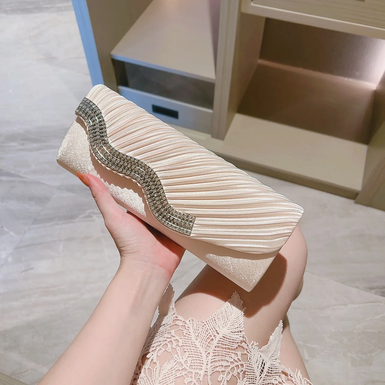 

Модный блестящий вечерний клатч для женщин, свадебная вечеринка, банкет, женский длинный кошелек с кристаллами на цепочке и бриллиантами, сумка на плечо