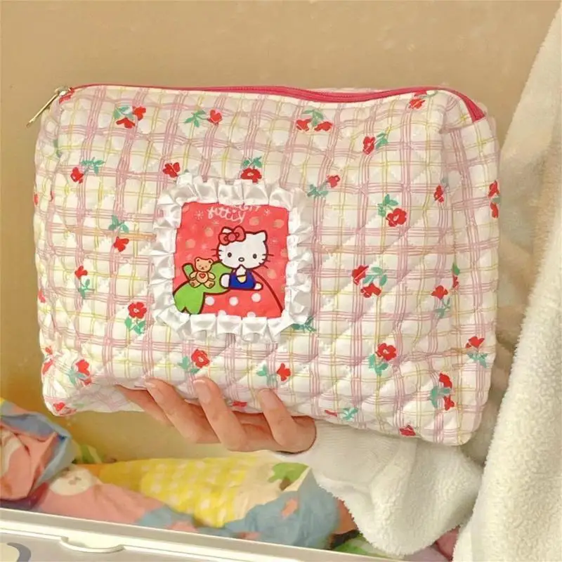 Hello Kittys Cosmetic Bag Sanrios Cute Large Capacity Skin Care Storage Bag Student Travel Portable Toiletry Bag Stationery Bag