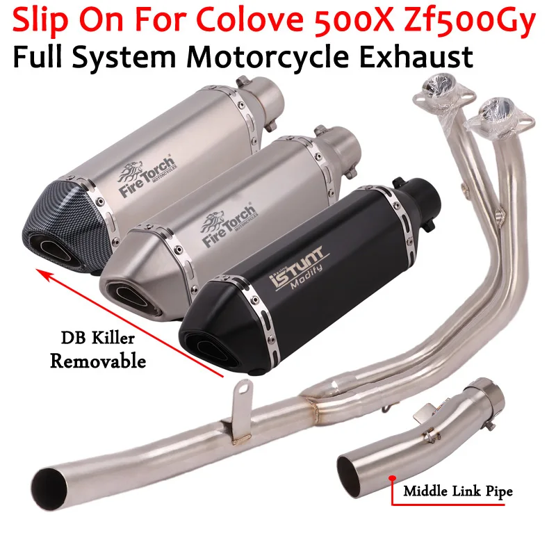 

For COLOVE 500X ZF500GY Slip On Motorcycle Exhaust Escape Modify Front Mid Link Pipe Connecting Original System Moto DB Killer