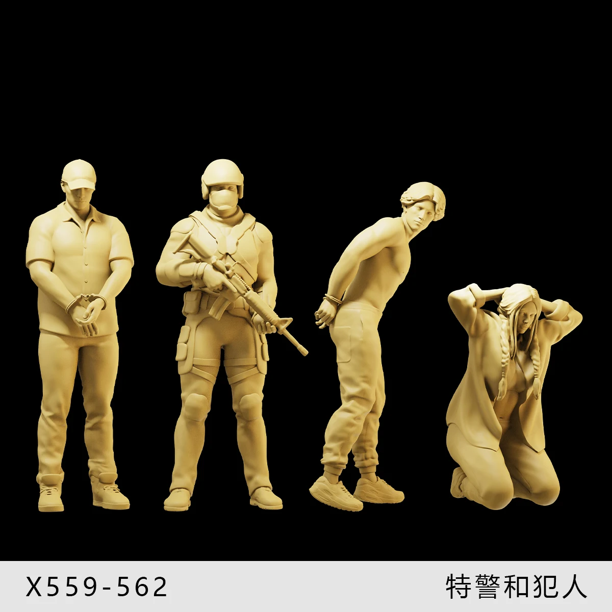 Miniatures Figurine 1/64 1/43 1/35 Police Criminals handcuffs Figures 3D Print Diorama Doll Sand Table Scene Prop Decor For Cars