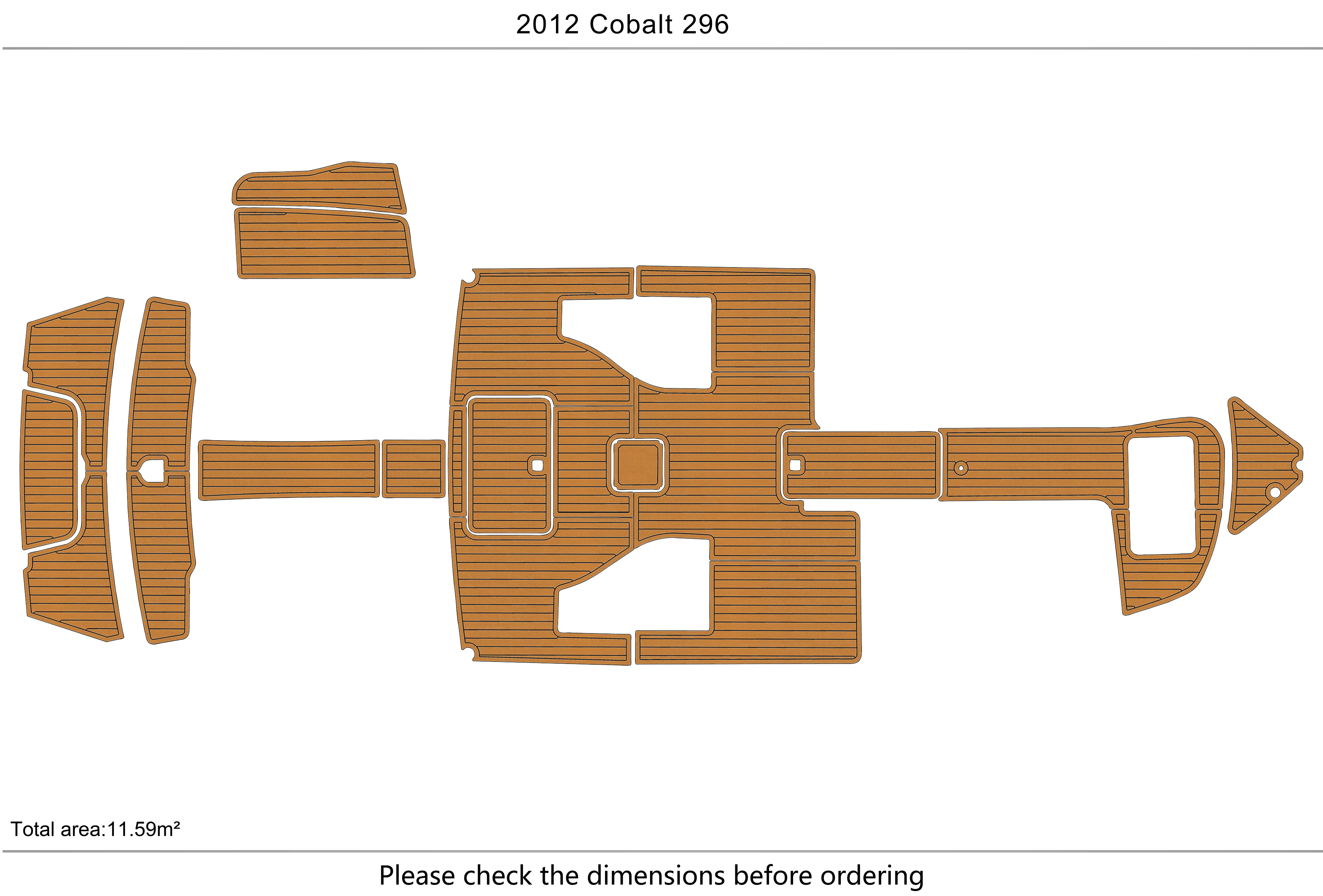 Eva foam Fuax teak seadek marine floor For 2010-2016 Cobalt 296 Cockpit Swim platform bow 1/4