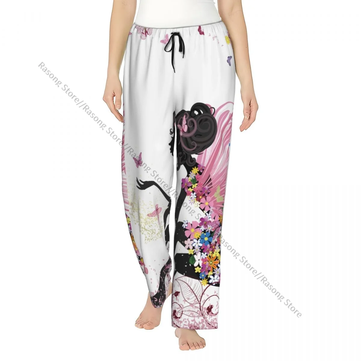 

Women Lounge Pants Soft Flower Fairy With Butterflies Pajama Pants Winter Sleepwear
