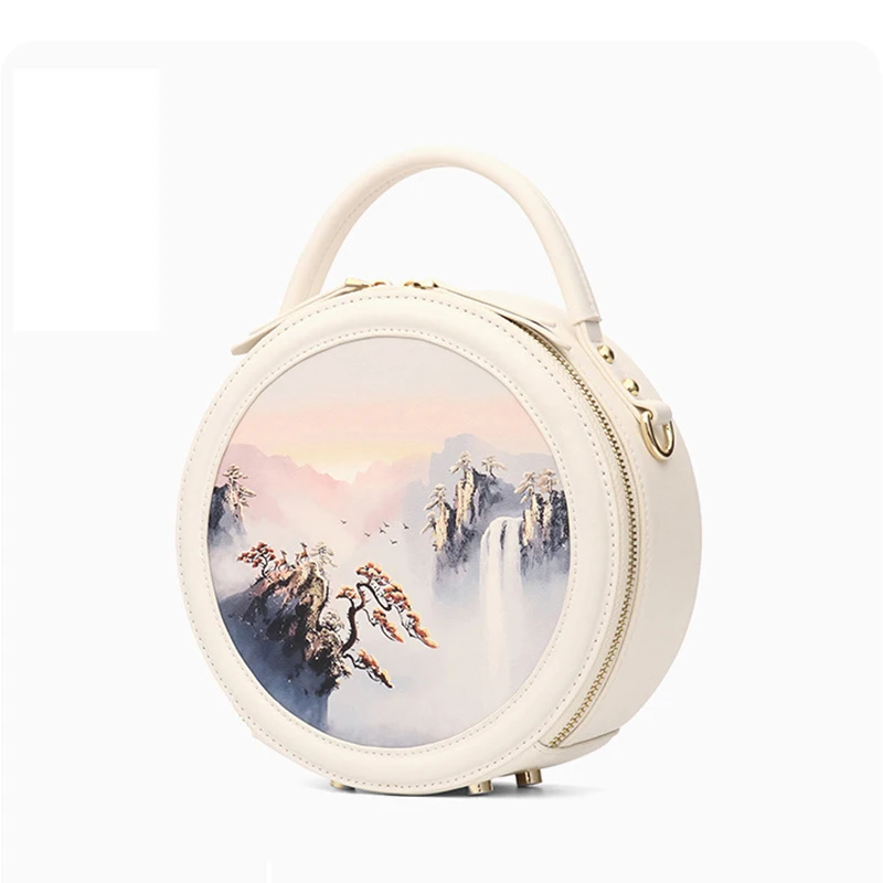 Women Bags Luxury Brand High Quality Designer Handbag High Quality Genuine Leather Bag Embroidery Round Bag Real Cowhide Bag