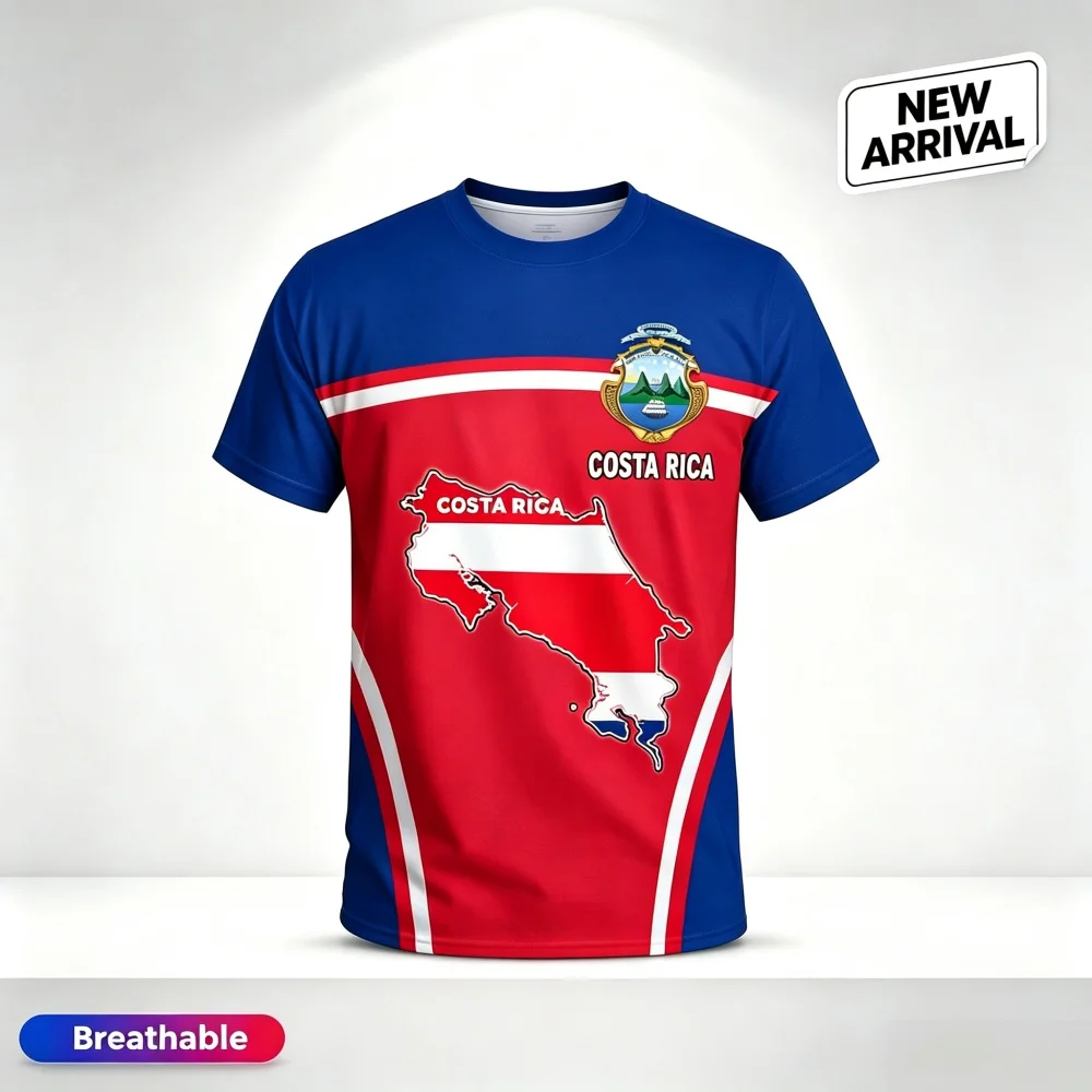 Hot Sale Costa Rica Map 3D Print Clothes Fashion Male Tshirt Independence Day Comfortable Breathable Family Kid Tee Tops