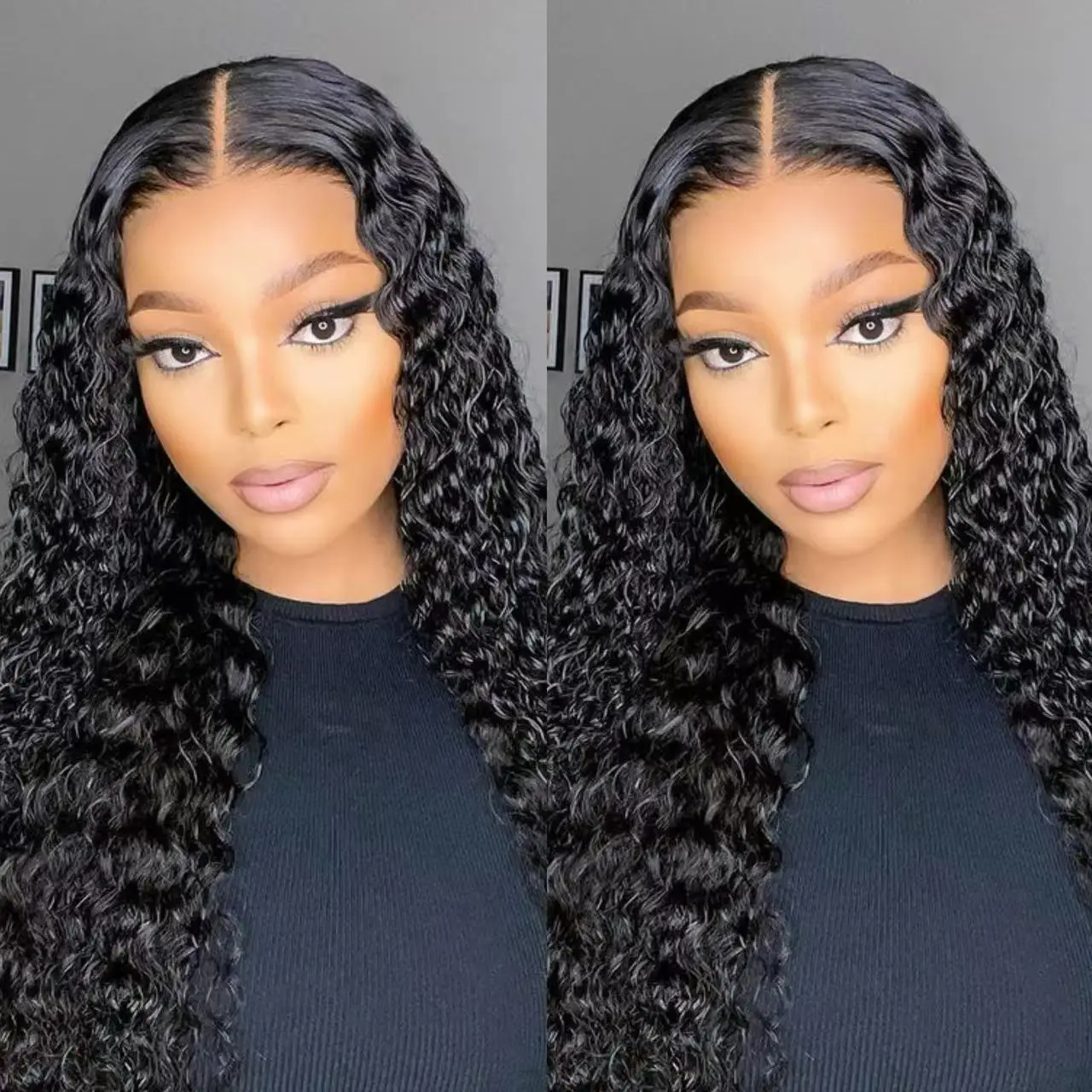 Deep Wave Lace Front Wigs Human Hair Pre Plucked Transparent Deep Curly Lace Frontal Human Hair Wig For Women Natural Hairline