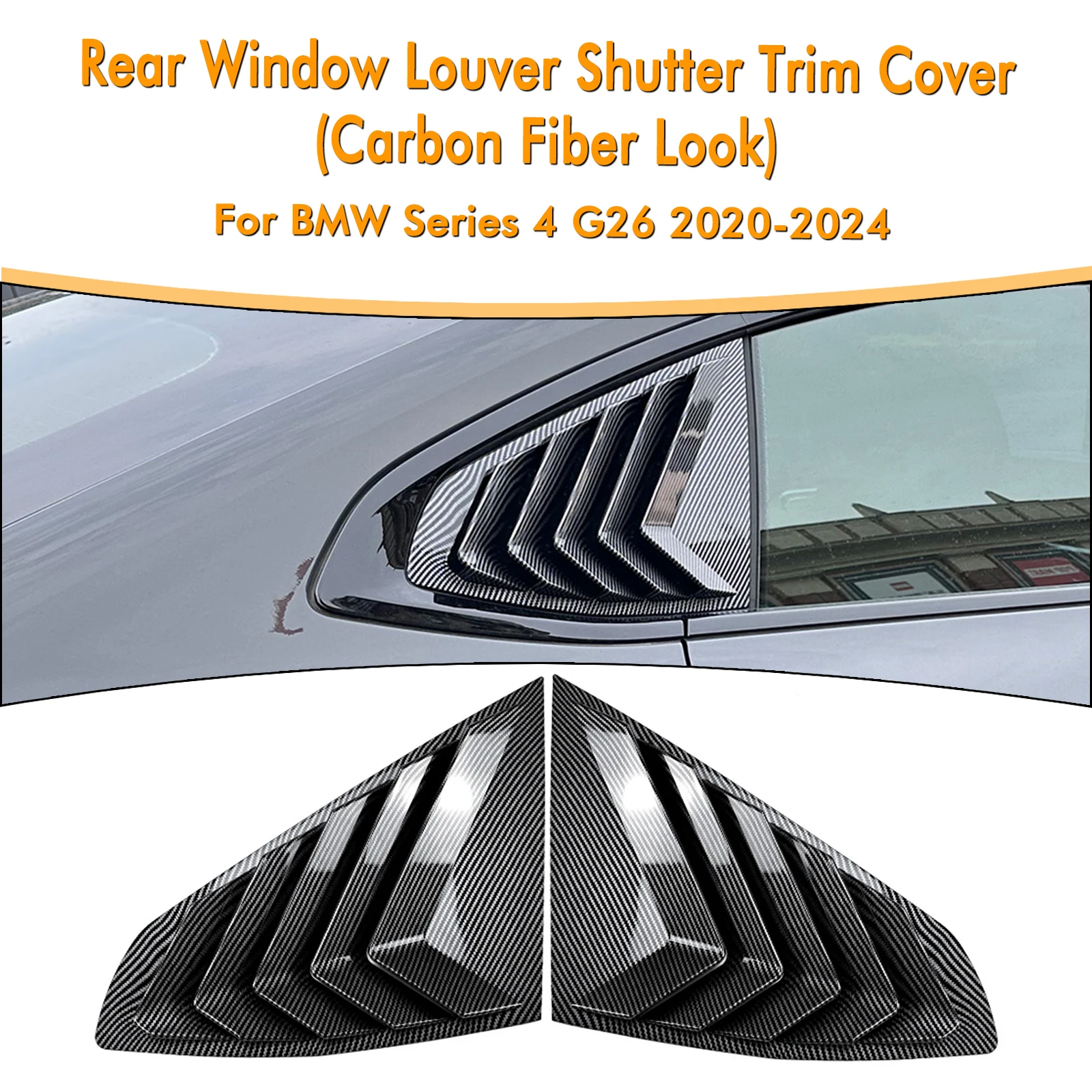 

For BMW 4 Series G26 4 Door 2020-2024 Exterior Rear Side Window Louver Shutter Trims Tail Windshield Sunshade Shade Blind Cover